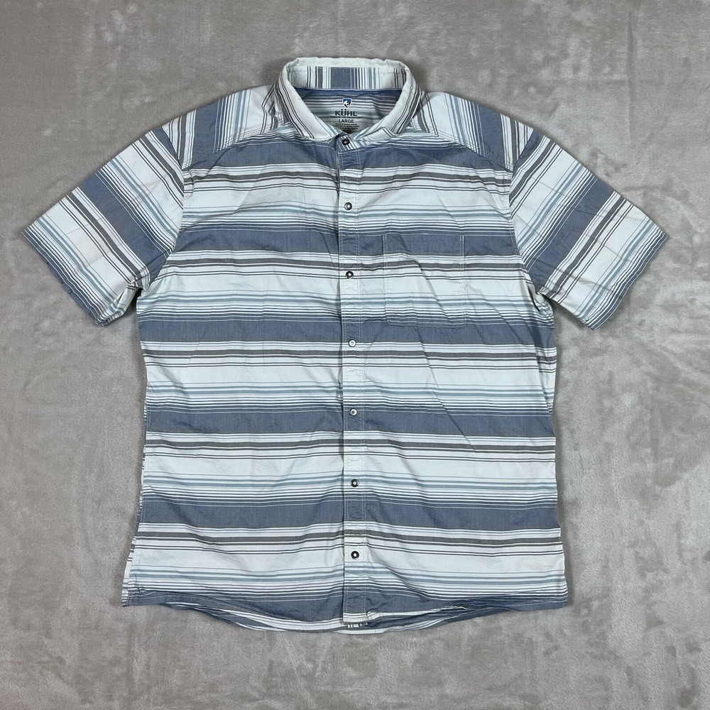 Kuhl Intriguer Shirt Mens Large Striped Snap Button Stretch Lightweight Hiking